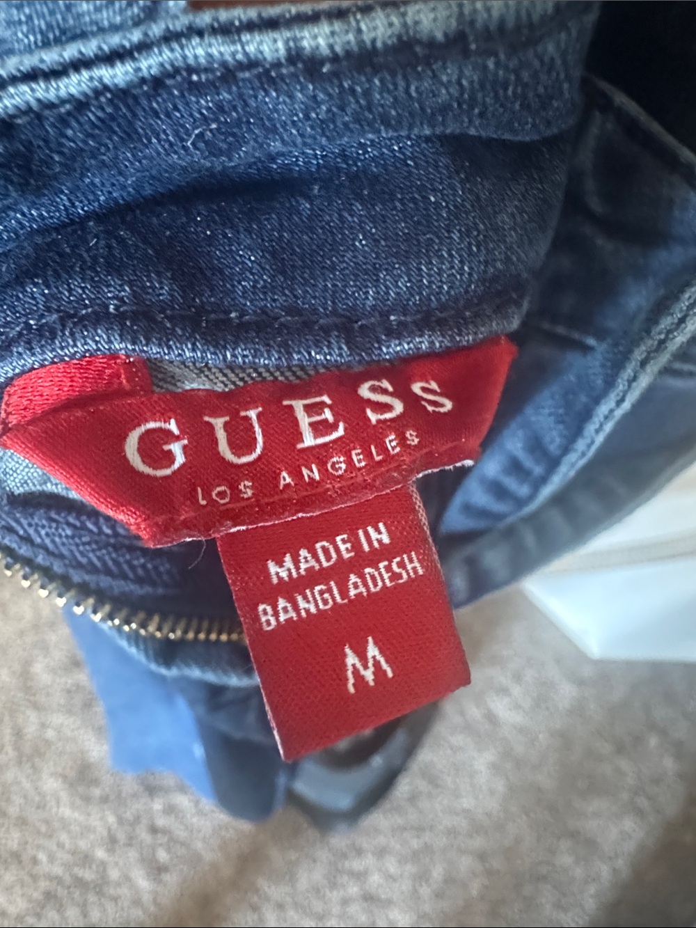 Guess Navy Blue Strapless Denim Wide-Leg Jumpsuit - Picture 2 of 3
